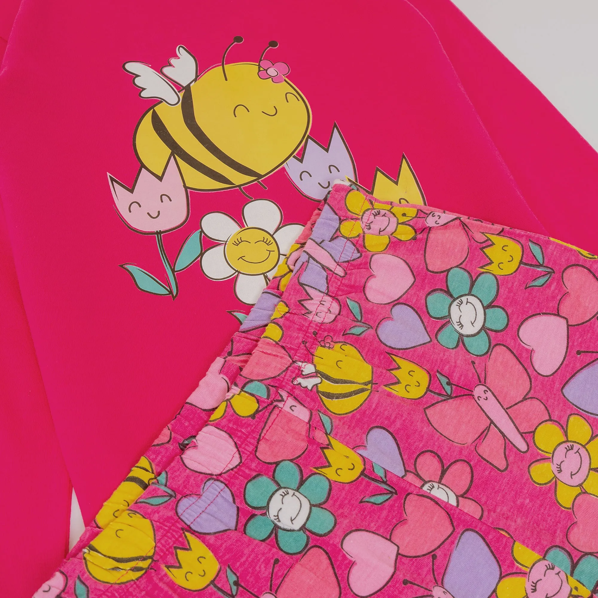 2PK Girls Long Sleeve Floral Bee Pyjamas