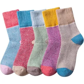 5 Pairs Warm Wool Blend Socks - Cozy and Comfortable