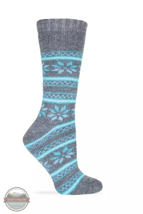 72438-Grey Wise Blend Ladies Merino Wool Blend Floral Frost Socks