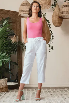 Alison Sheri 43100 White Linen Blend Cropped Trousers