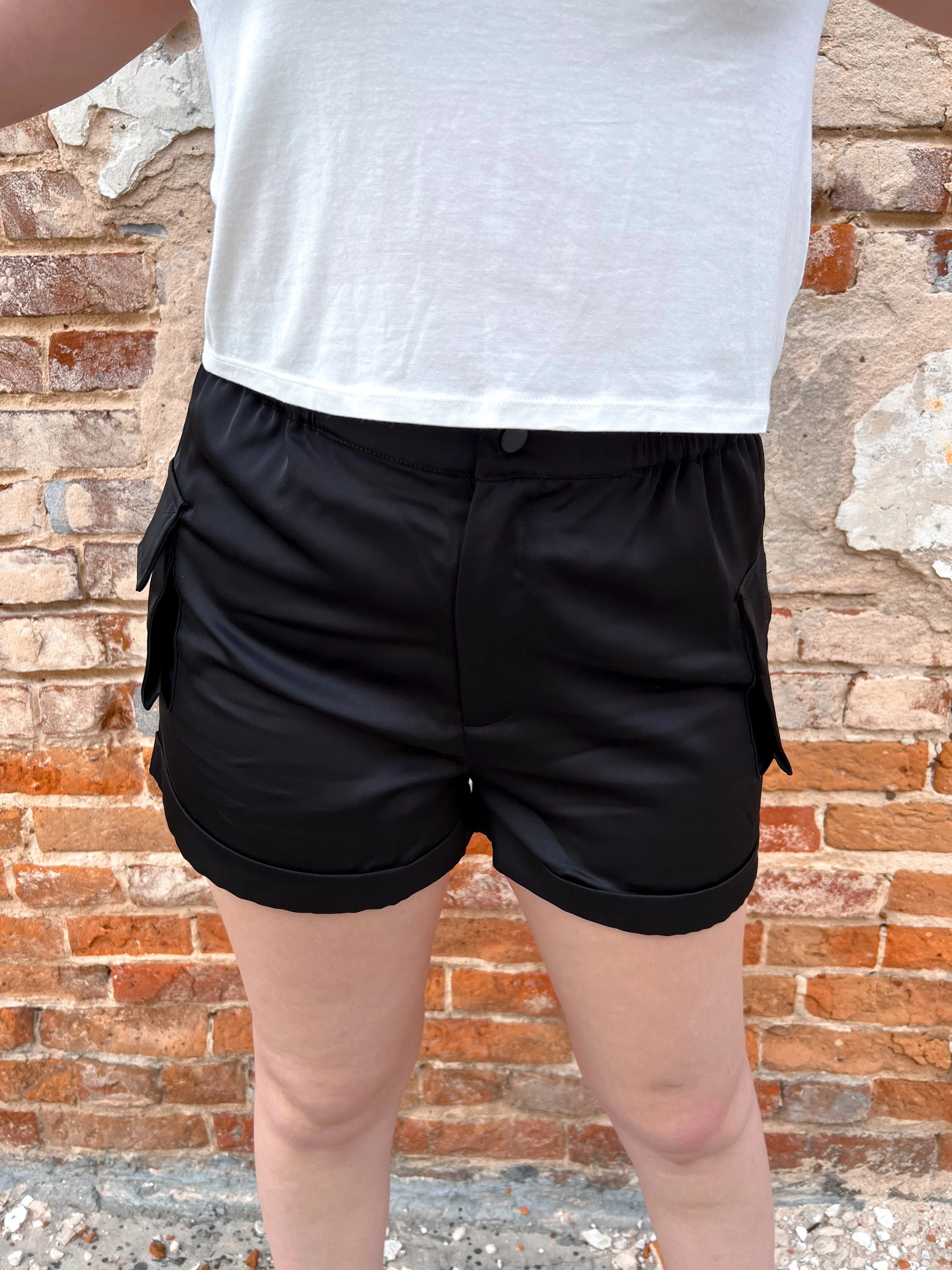 Annabell Satin Cargo Shorts