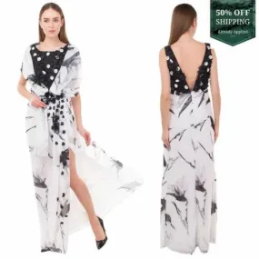 Antonio D'Errico Crepe Maxi Dress Size 42 / S Embroidered By Hand