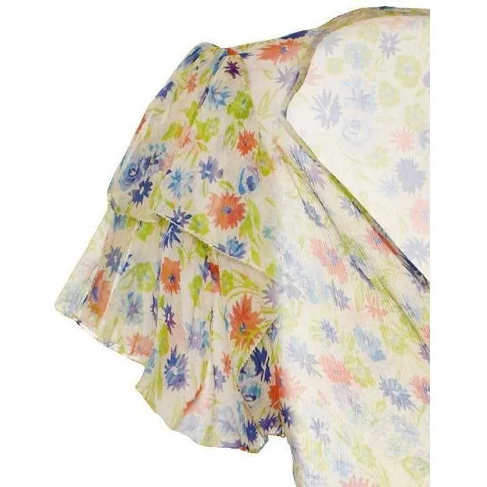 ARCHIVE - Sheer Floral 1920s Ruffle Sleeve Dress