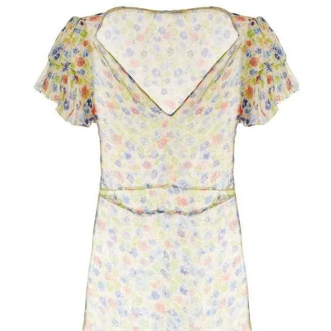 ARCHIVE - Sheer Floral 1920s Ruffle Sleeve Dress