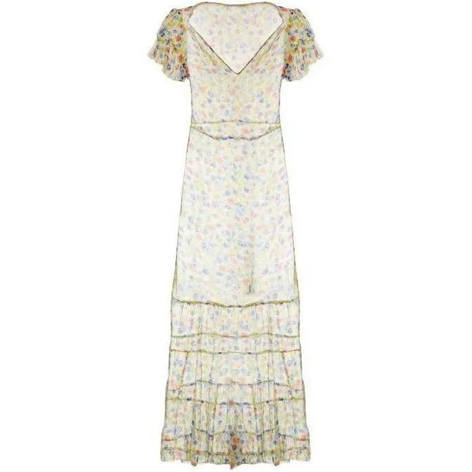 ARCHIVE - Sheer Floral 1920s Ruffle Sleeve Dress