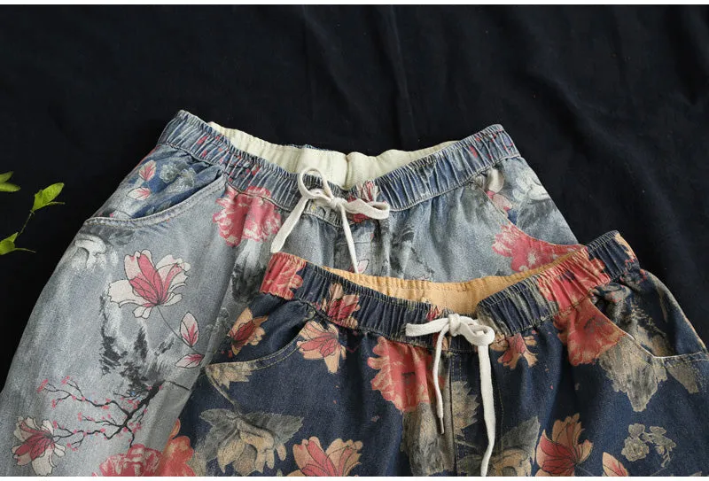 AUTUMN VINTAGE INSPIRED FLORAL PRINT TROUSERS