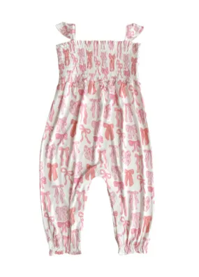 Bamboo Smocked Bubble Jumpsuit - Spring Floral Bows