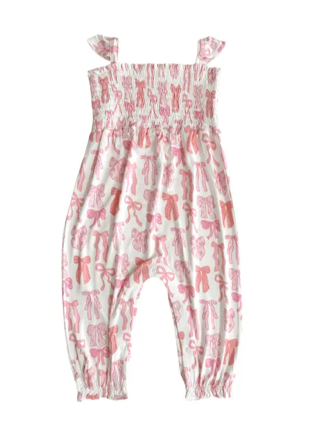 Bamboo Smocked Bubble Jumpsuit - Spring Floral Bows