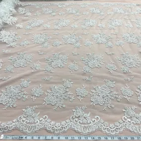 Beaded Lace Fabric Embroidered on 100% Polyester Net Mesh | Lace USA - 97076WA-BP