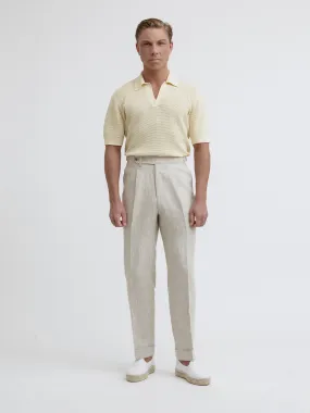 Beige Linen Oscar Trousers (Tapered Fit)