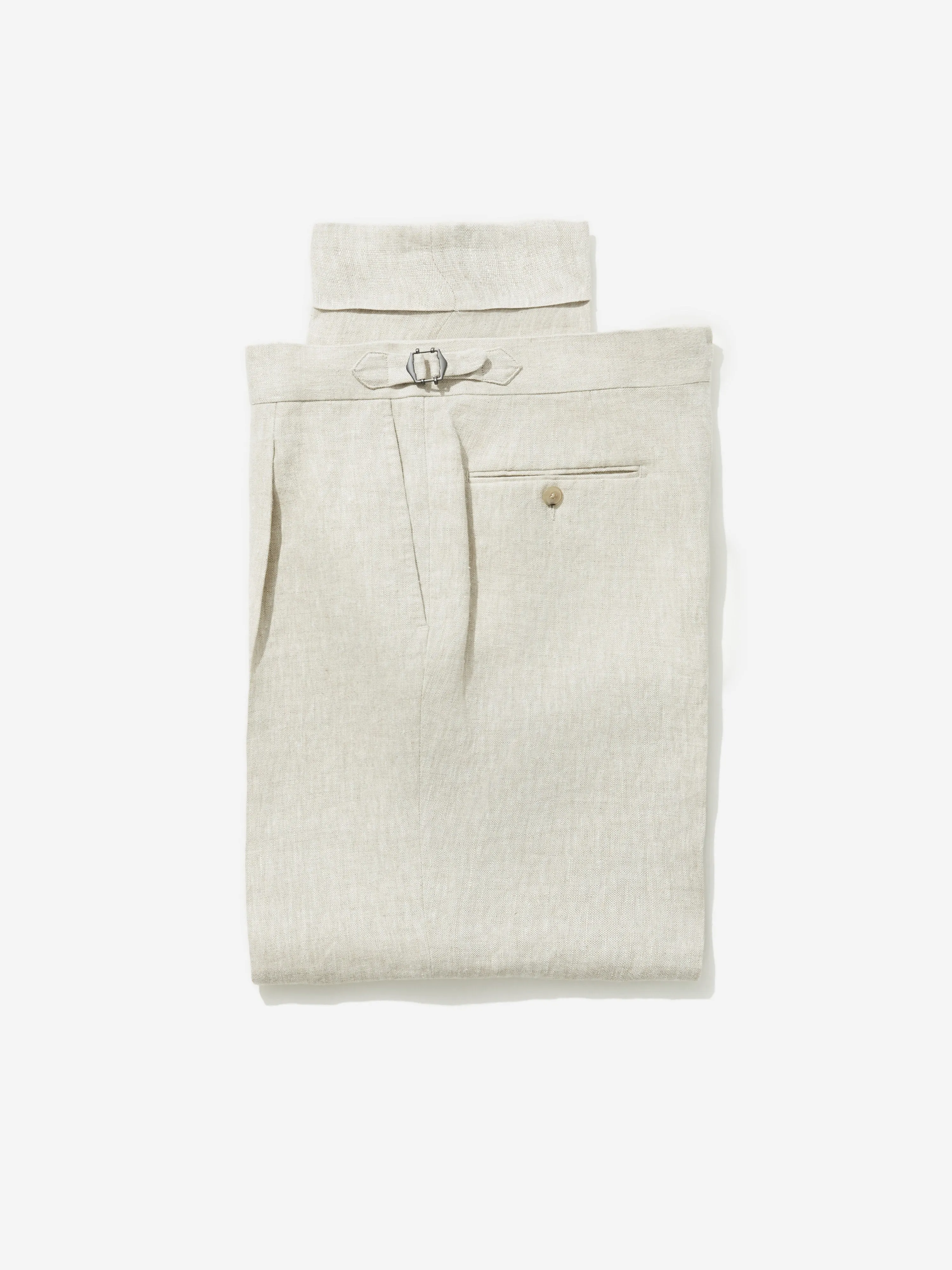 Beige Linen Oscar Trousers (Tapered Fit)