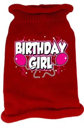 Birthday Girl Screen Print Knit Pet Sweater XL Red