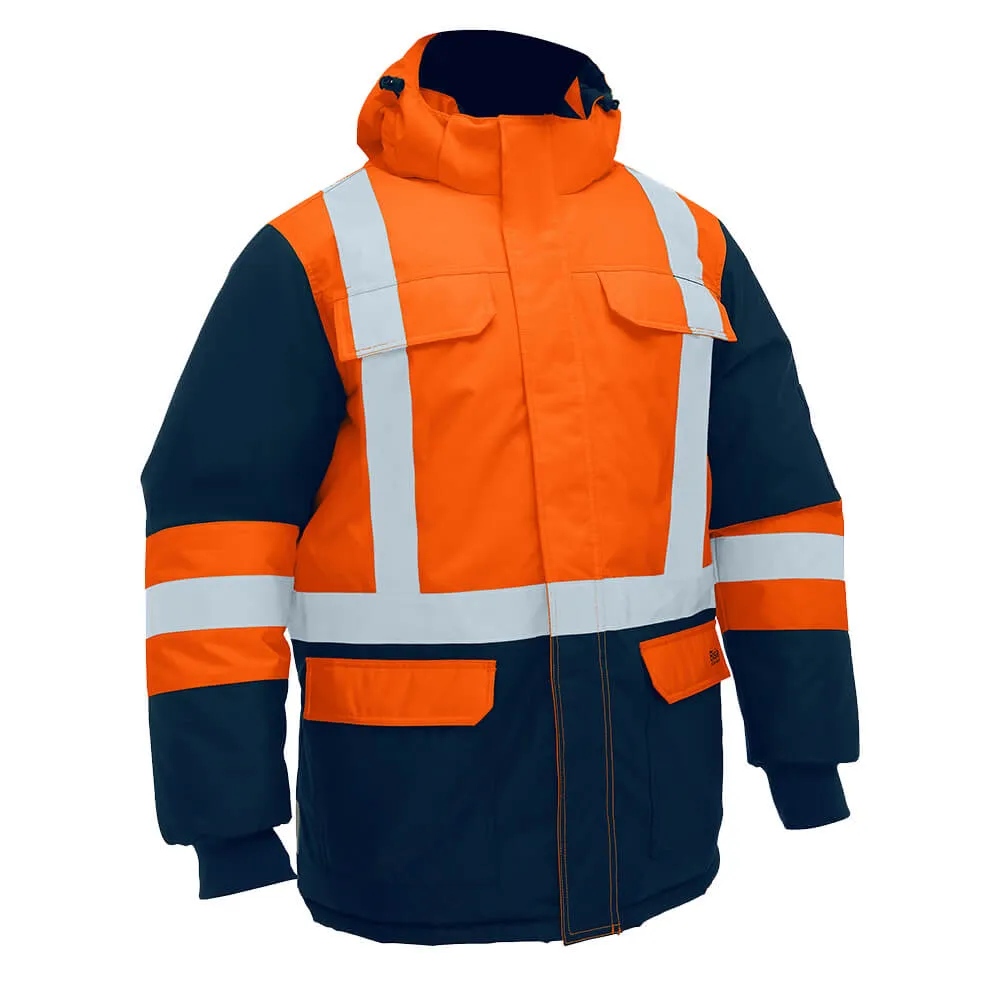 Bisley BJ6454HT H Taped Hi Vis Freezer Hooded Jacket Orange/Navy