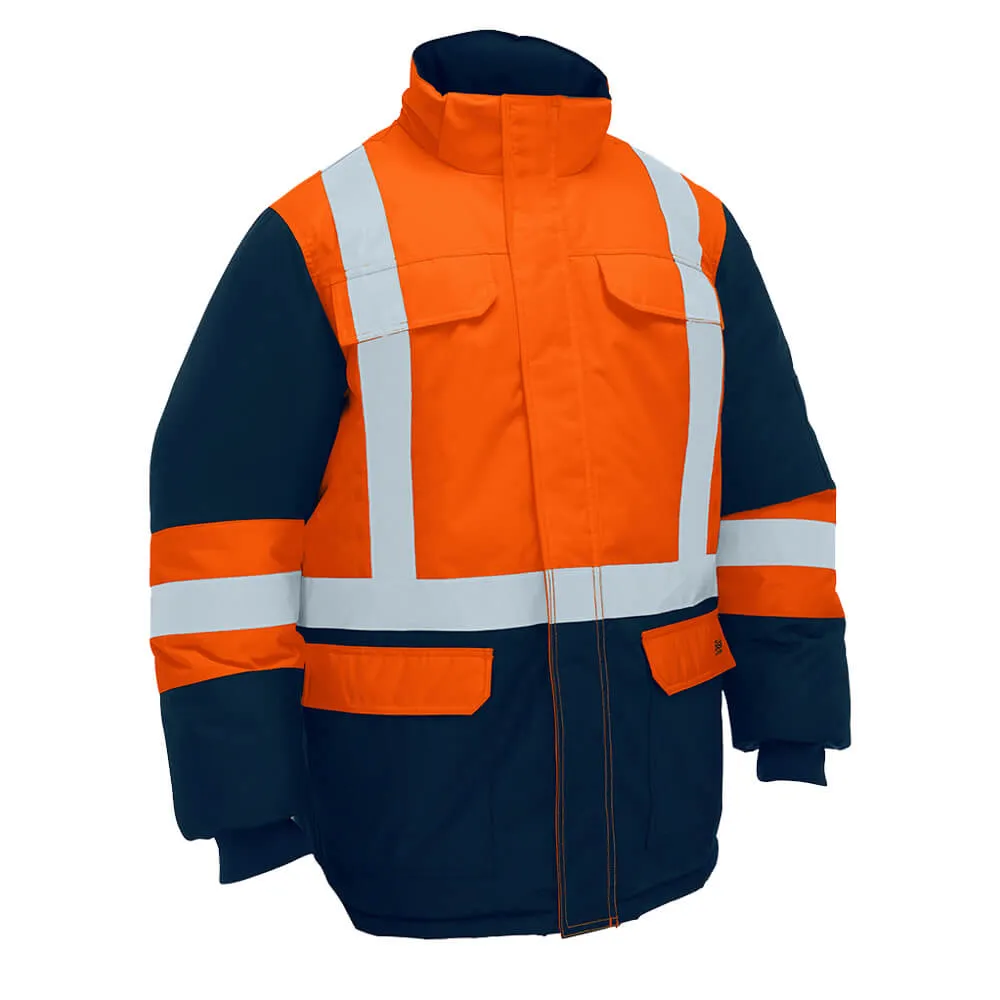Bisley BJ6454HT H Taped Hi Vis Freezer Hooded Jacket Orange/Navy