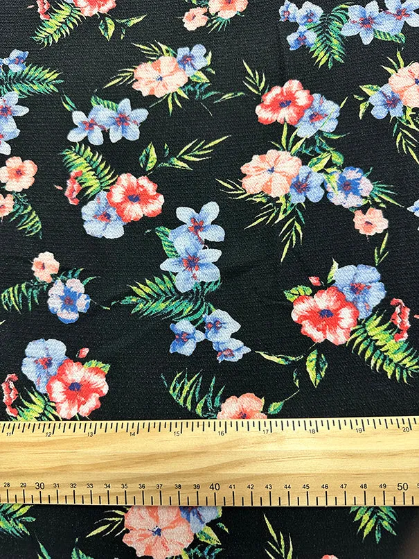 Black Multi Floral Crepe Georgette Fabric