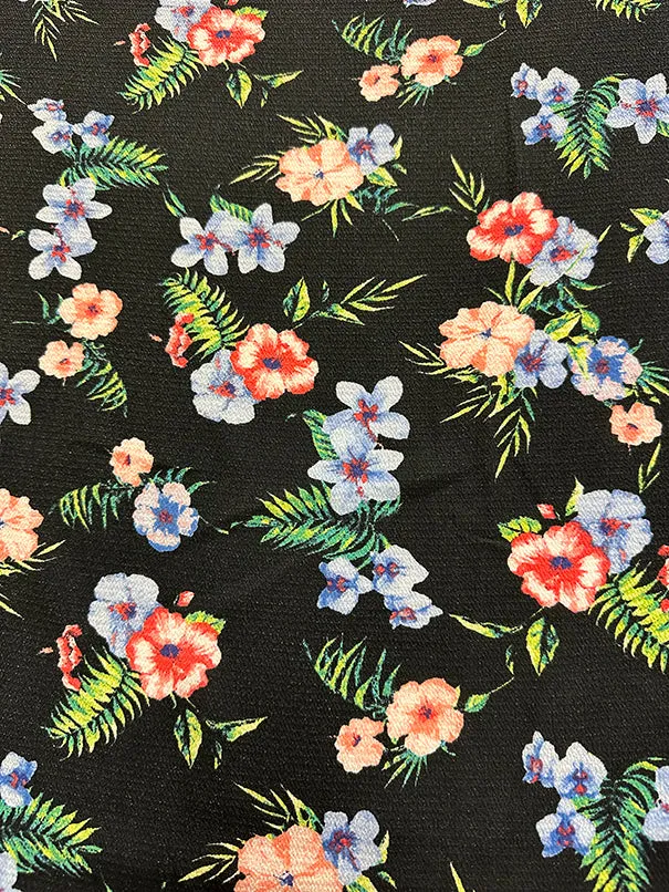 Black Multi Floral Crepe Georgette Fabric