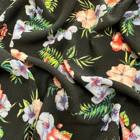 Black Multi Floral Crepe Georgette Fabric