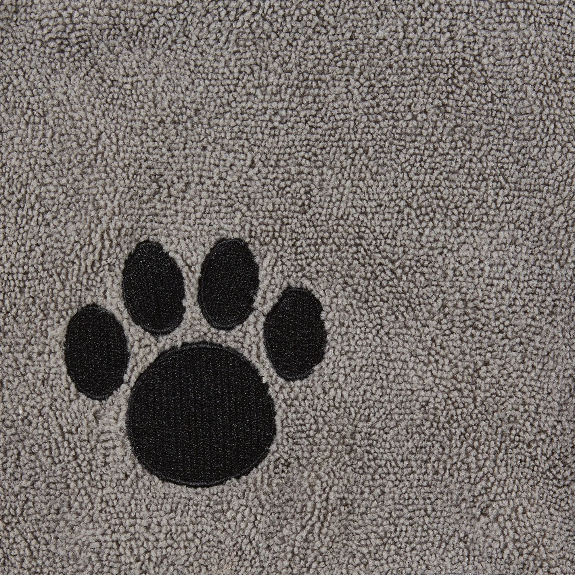 Bone Dry Terry Microfiber Pet Robe, Embroidered Paw Print - Gray - Medium, 20-35 Lbs