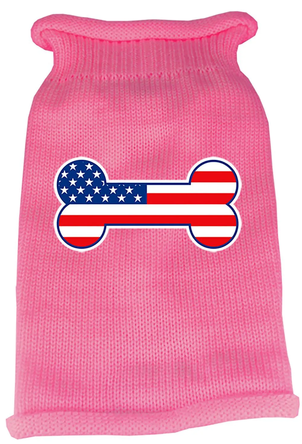 Bone Flag USA Screen Print Knit Pet Sweater MD Pink