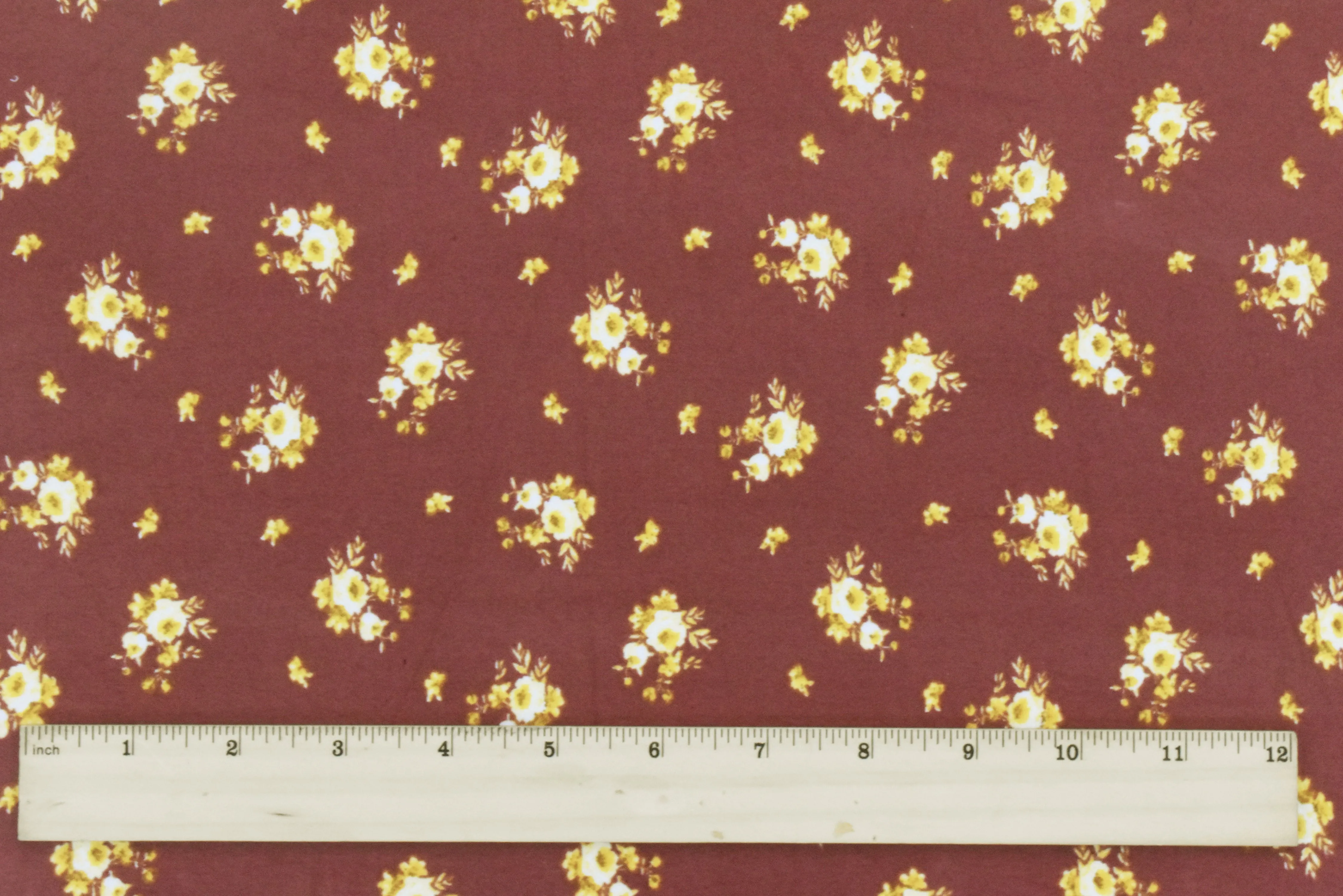 Brick Red-Multi Floral Printed Stretch Double Brushed Jersey Knit Fabric