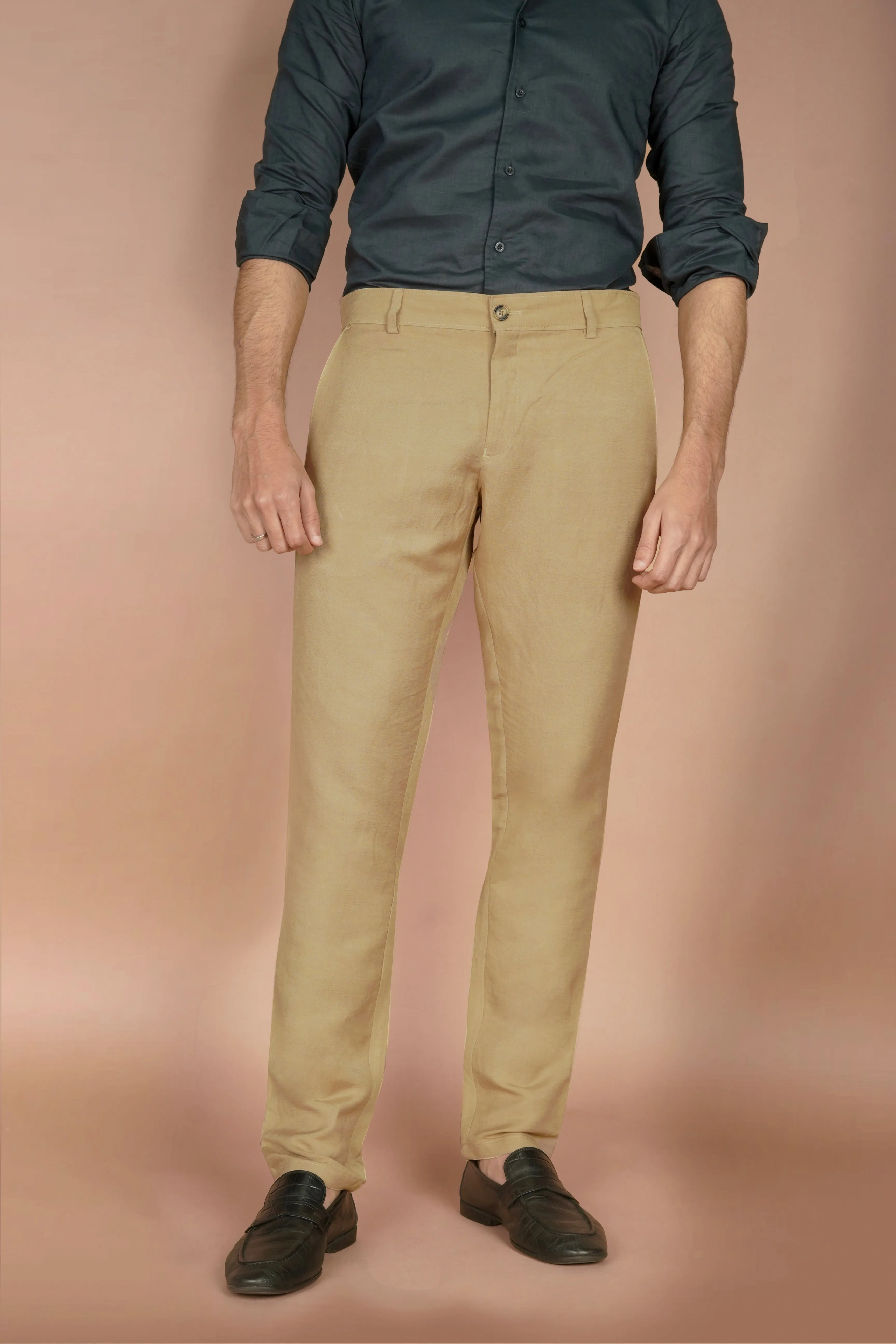 Camel Irish Linen Trousers