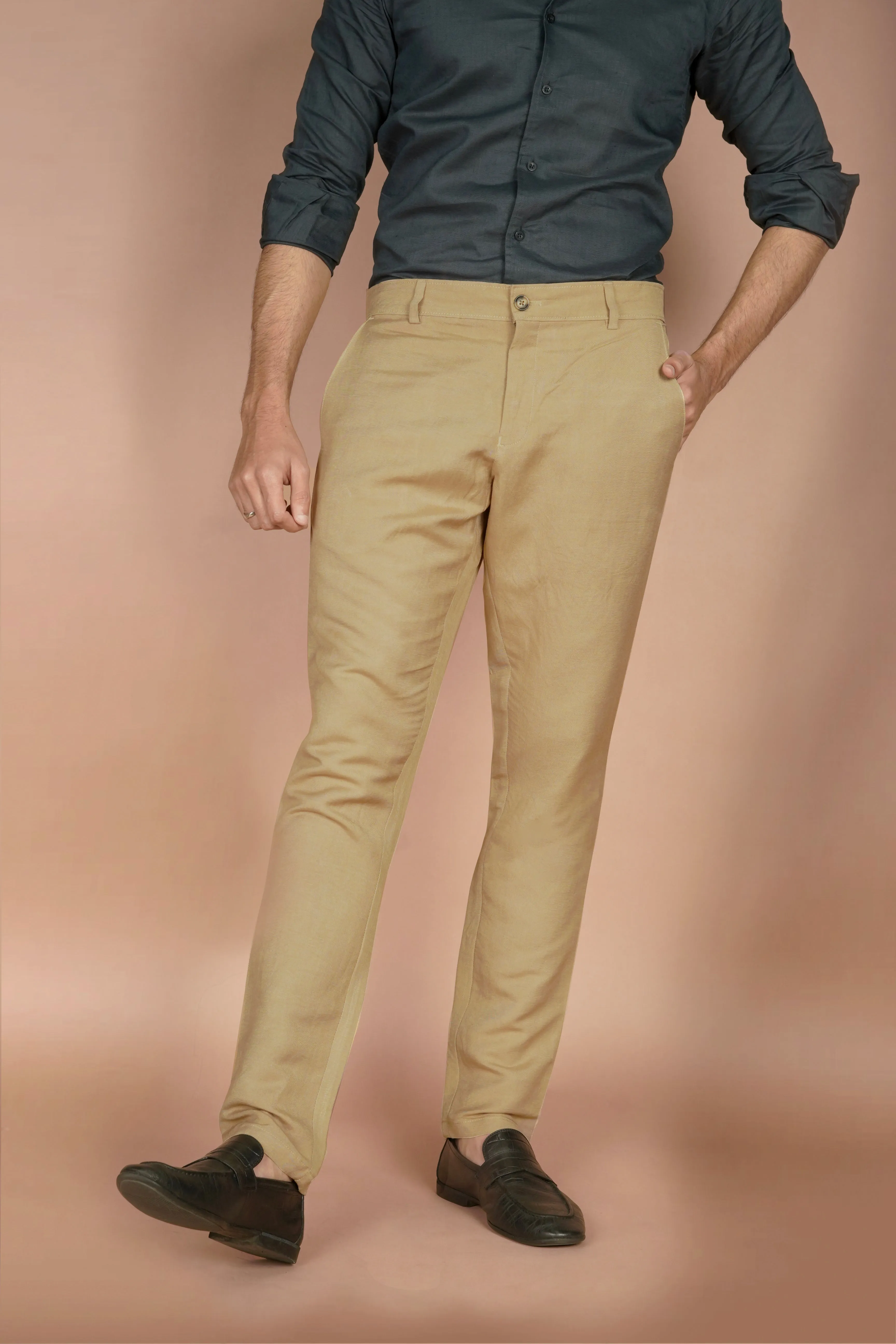 Camel Irish Linen Trousers
