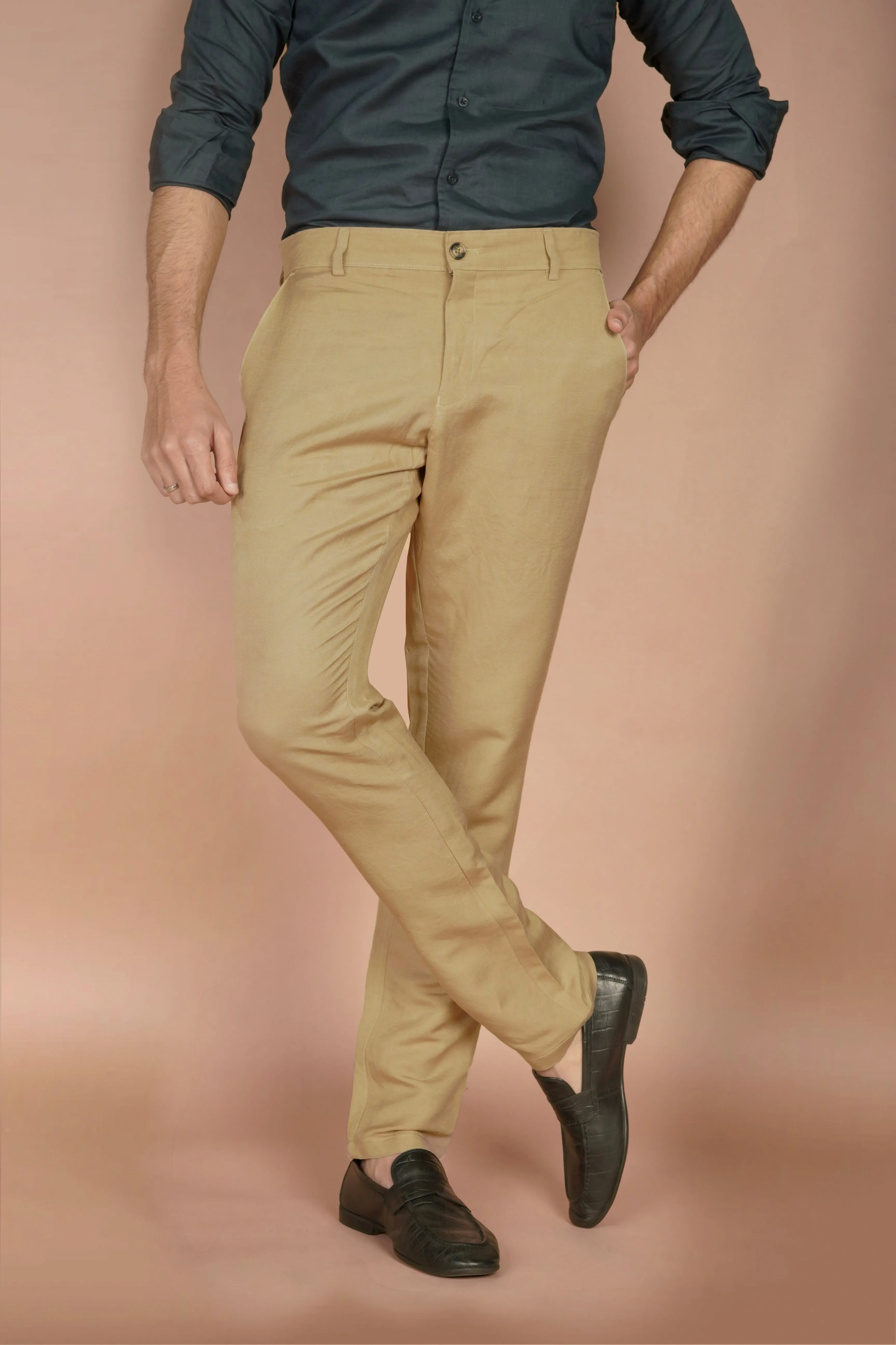 Camel Irish Linen Trousers
