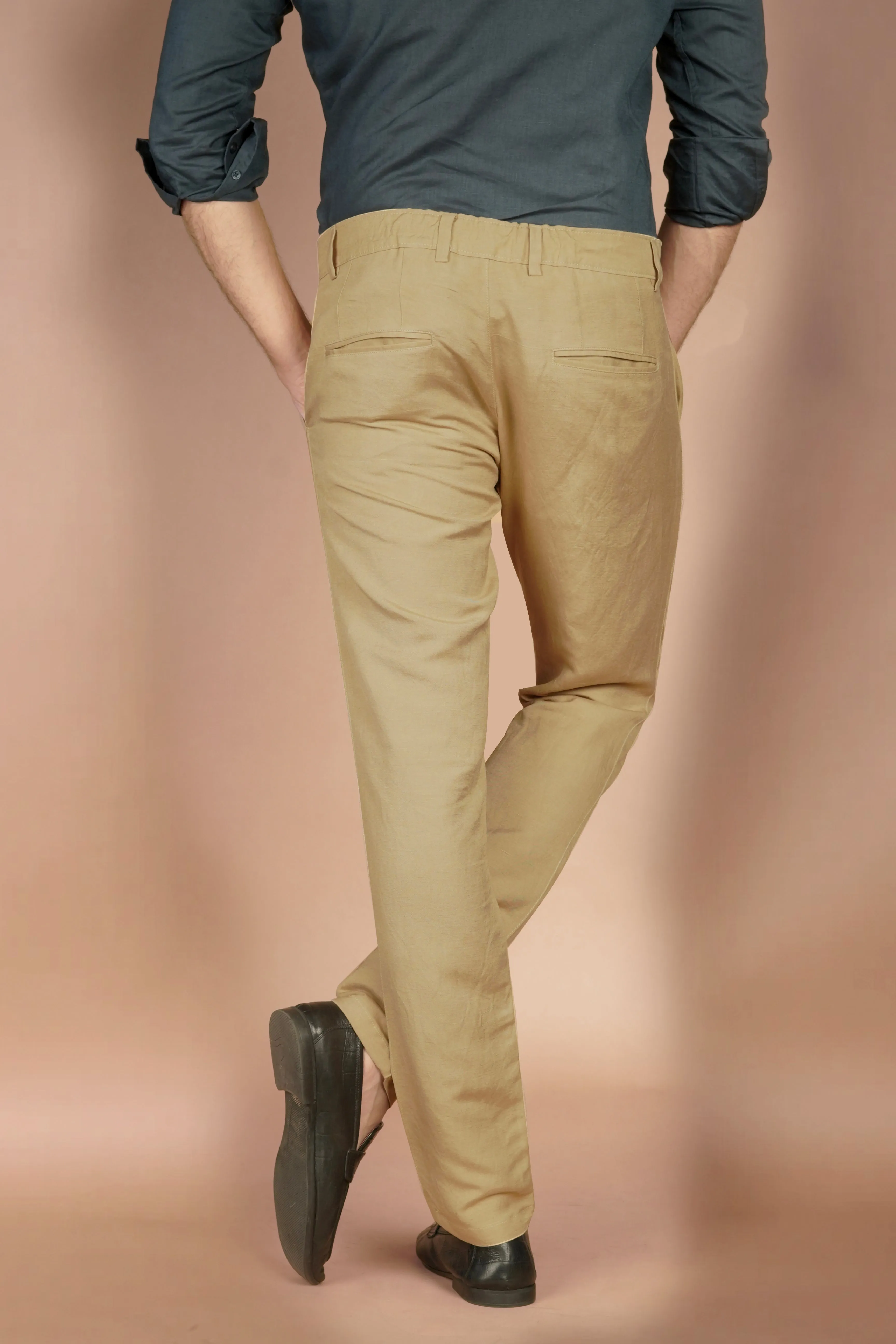 Camel Irish Linen Trousers