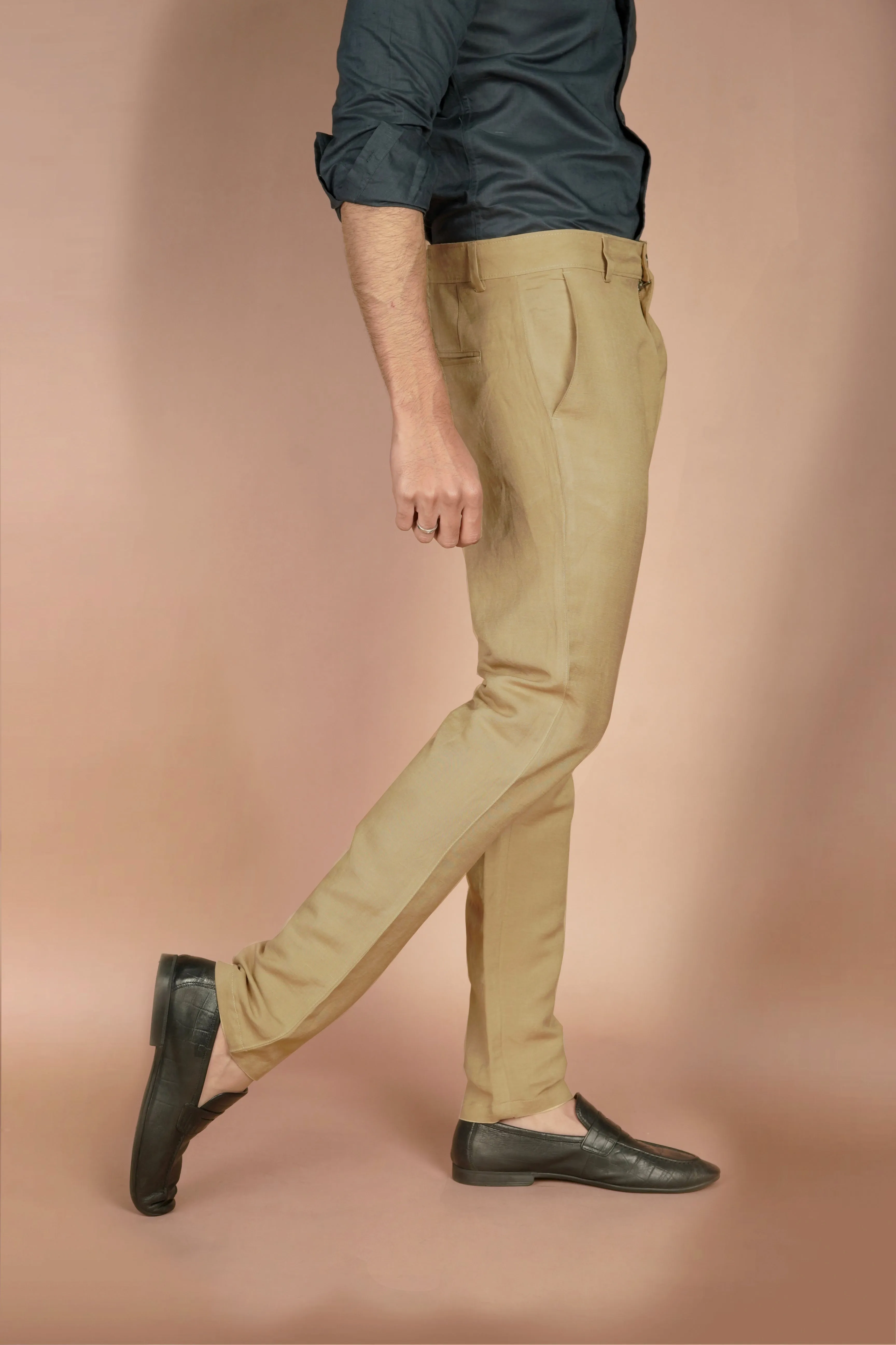 Camel Irish Linen Trousers