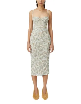 Camilla and Marc Majorelle Floral Print Midi Dress in Green Floral Print