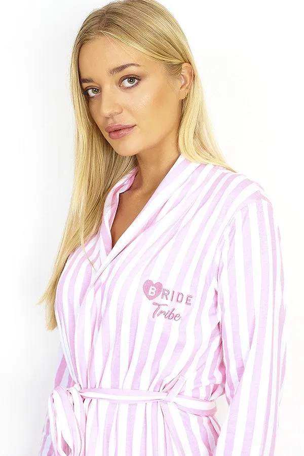 CANDY STRIPE PRINT BRIDAL DRESSING GOWN