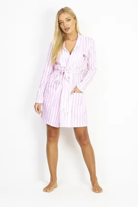 CANDY STRIPE PRINT BRIDAL DRESSING GOWN