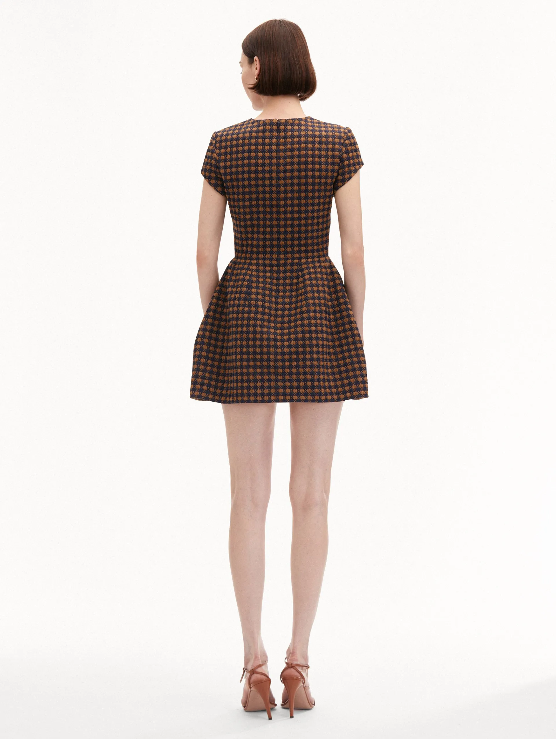 Check Tweed Orchid Embroidered Dress