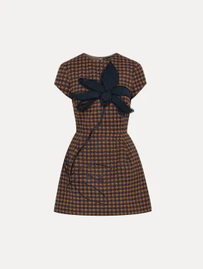 Check Tweed Orchid Embroidered Dress