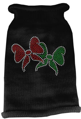Christmas Bows Rhinestone Knit Pet Sweater XS Black