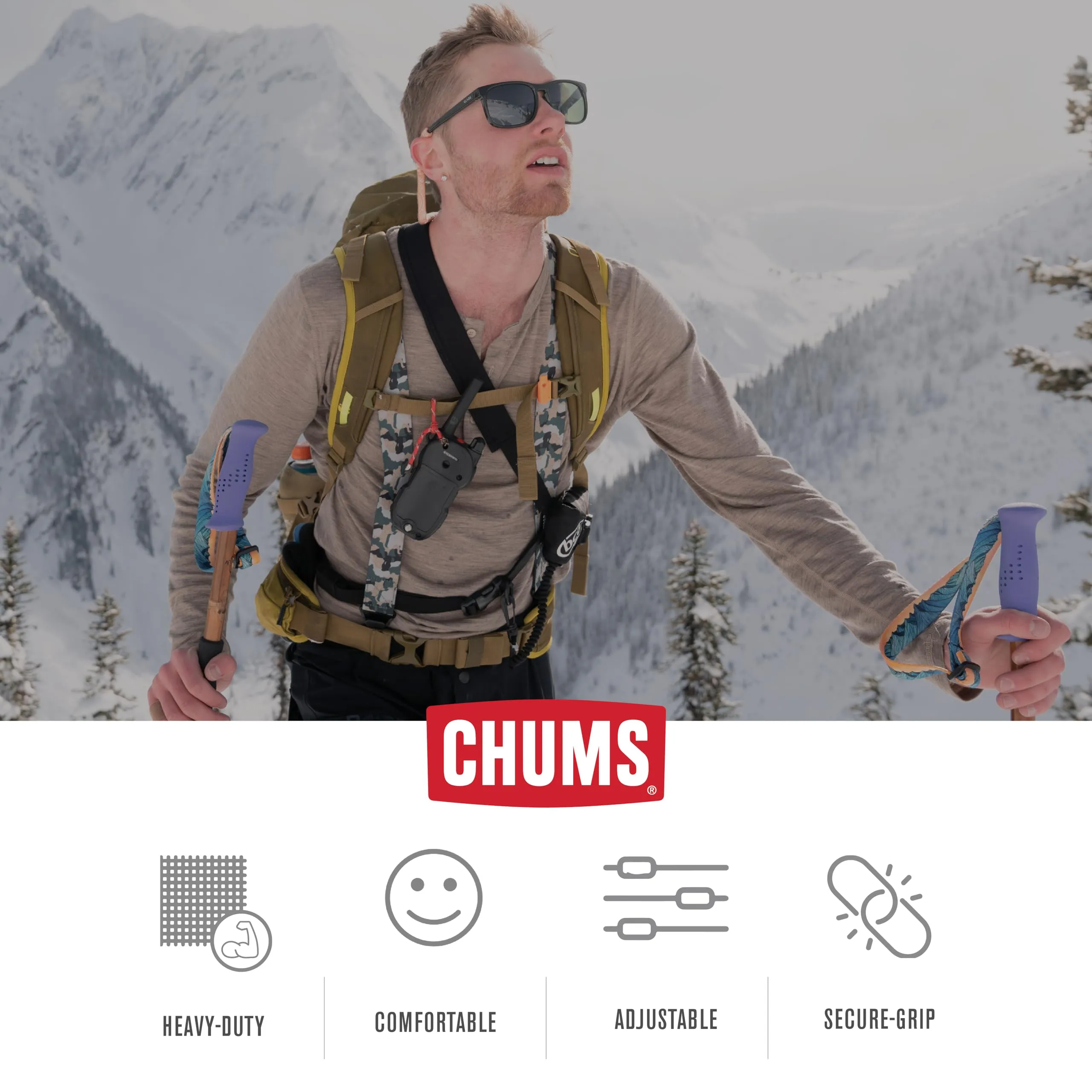 Chums Ski Suspenders for Men & Women - Heavy Duty Support Adjustable Elastic Mens Suspenders w/ Pant Clips that Won't Tear - For Skiing, Snowboarding, Winter Sports & More -One Size Fits Most (Black)