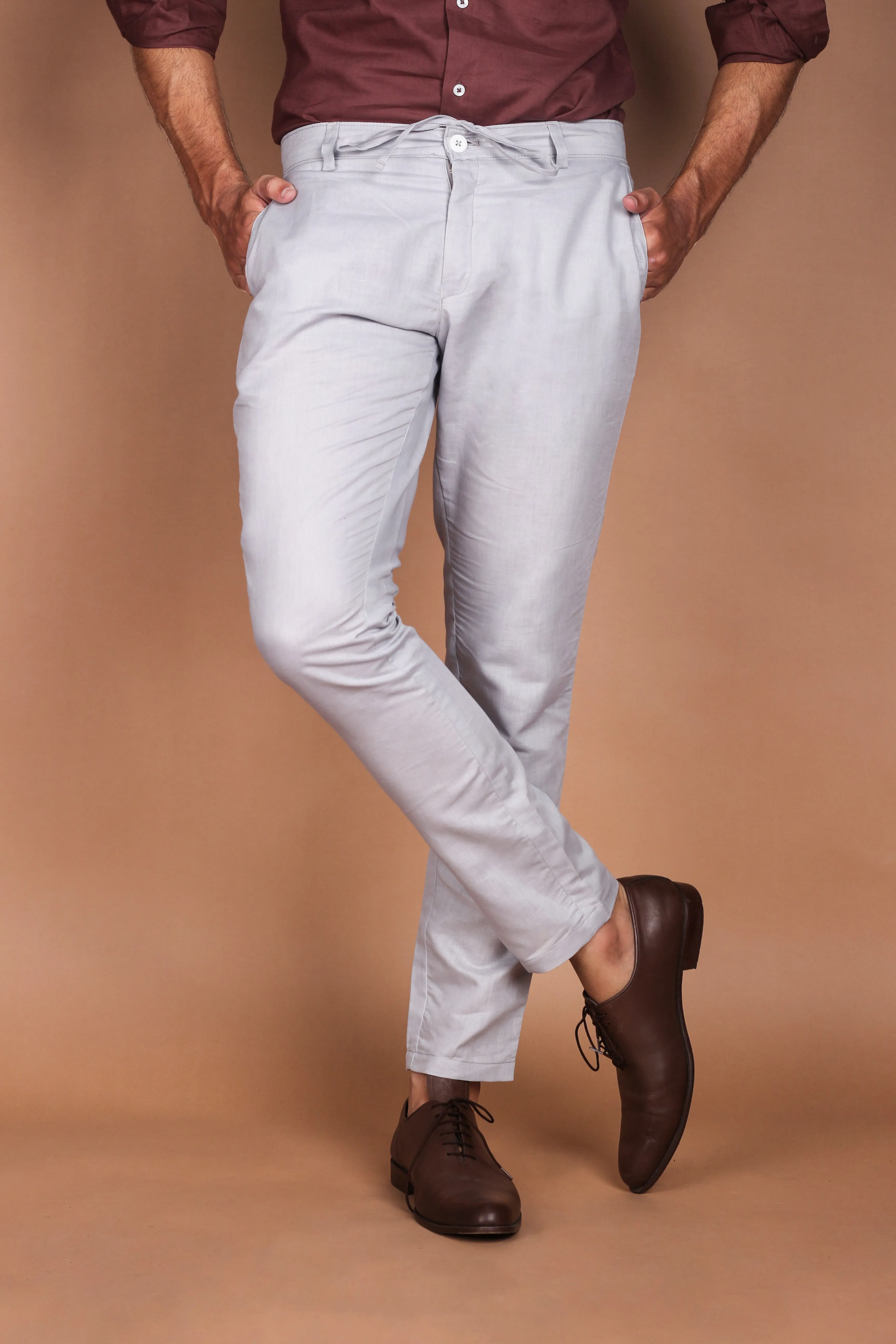 Cloud Grey Linen Trousers