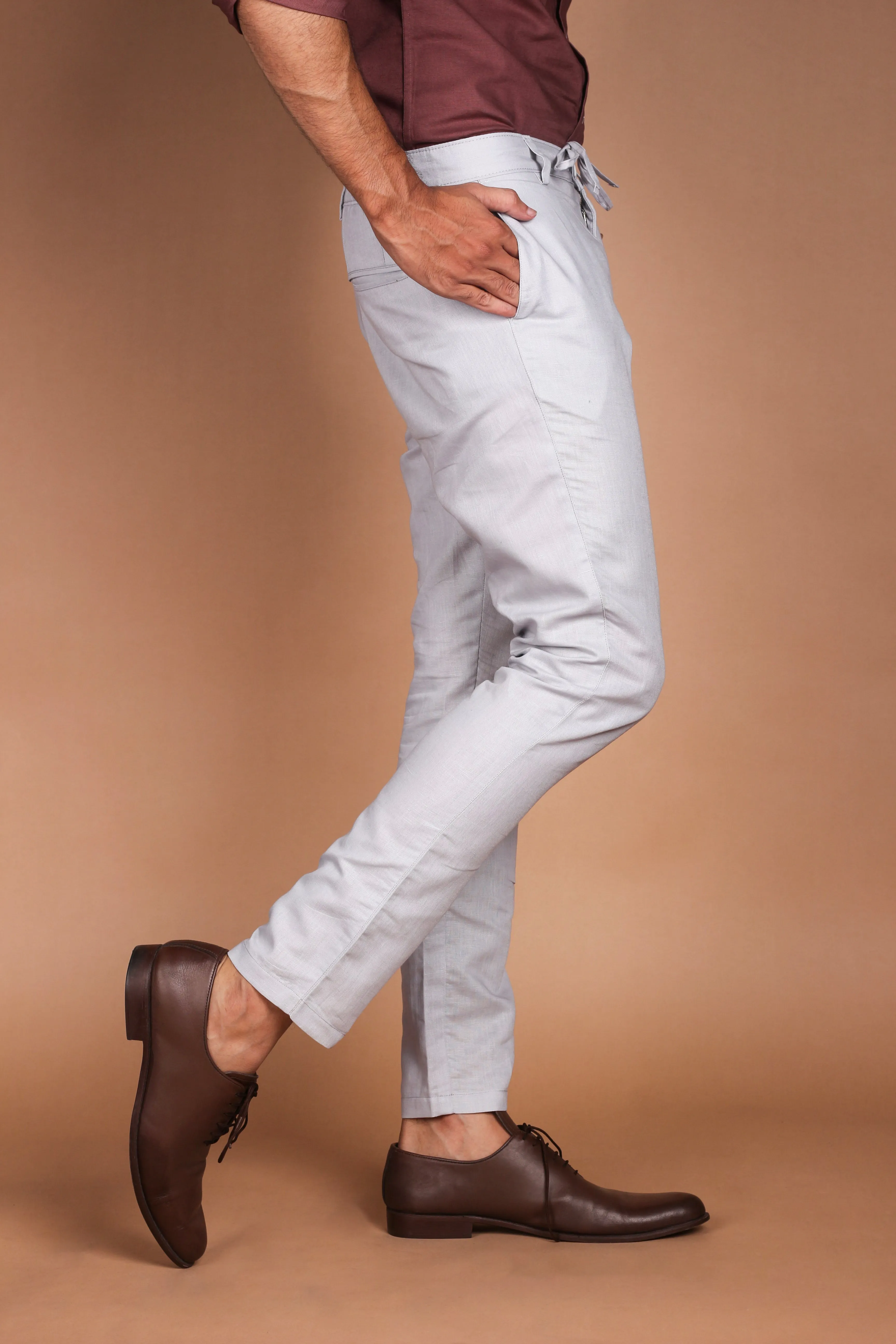 Cloud Grey Linen Trousers