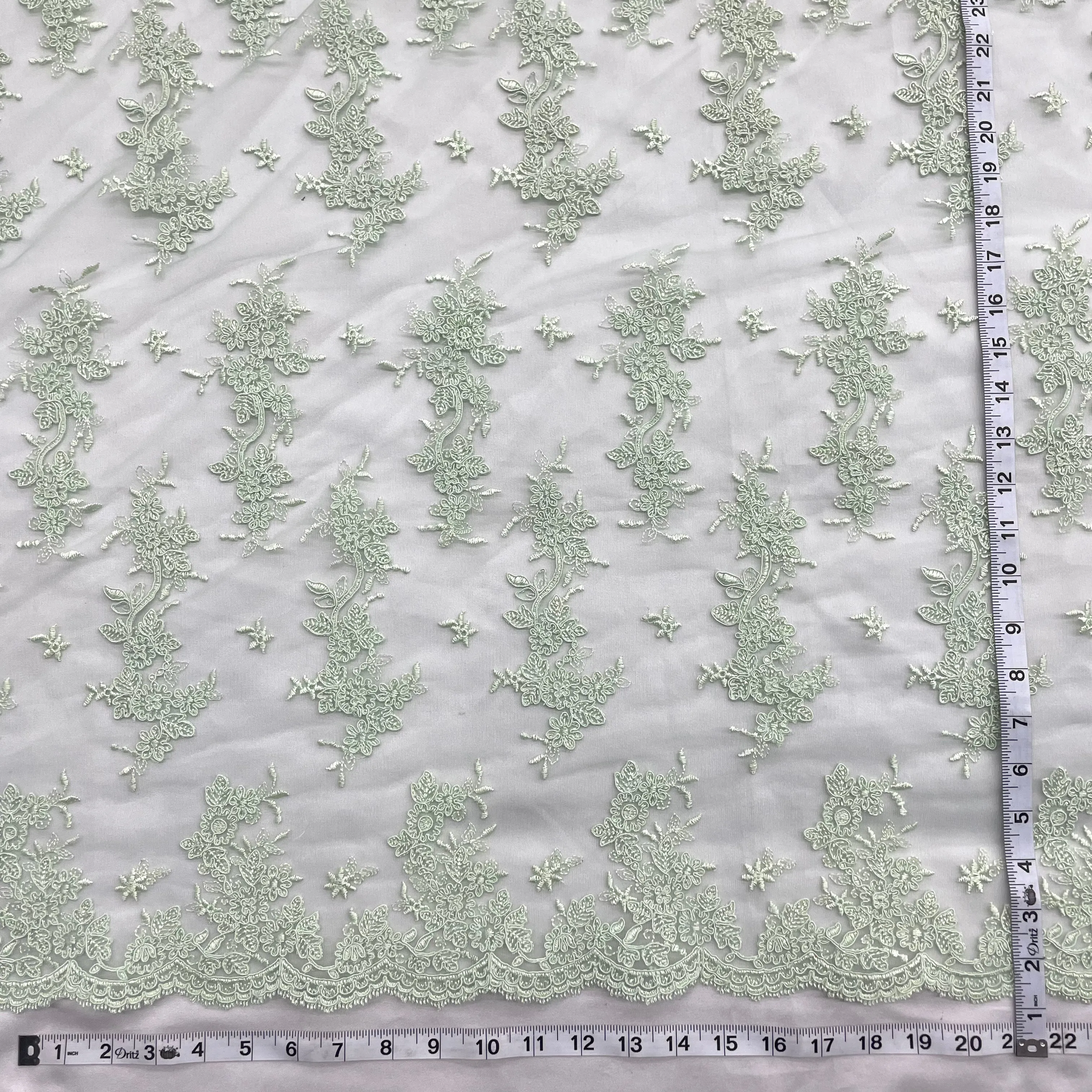 Corded Bridal Lace Fabric Embroidered on 100% Polyester Net Mesh | Lace USA - 96916W