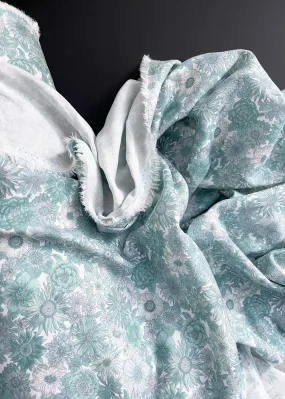 Cotton Double Gauze - Mona Floral Teal