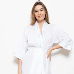 Cottonreal 'Gaye' Cotton Lawn Kimono Dressing Gown in White