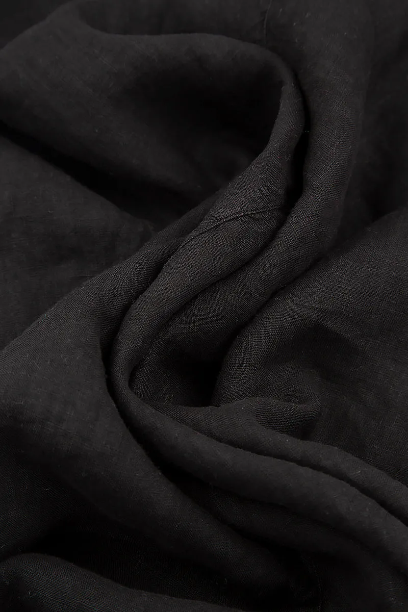 Cropped Black Linen Trousers