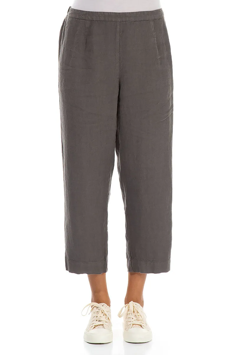 Cropped Truffle Linen Trousers
