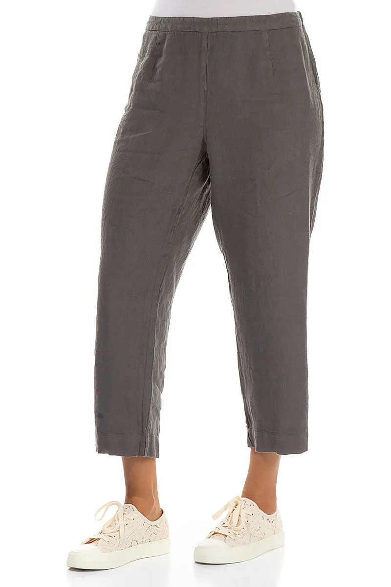 Cropped Truffle Linen Trousers
