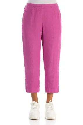 Cropped Wild Berry Linen Trousers