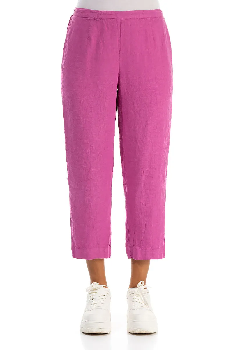 Cropped Wild Berry Linen Trousers