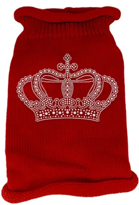 Crown Rhinestone Knit Pet Sweater XL Red