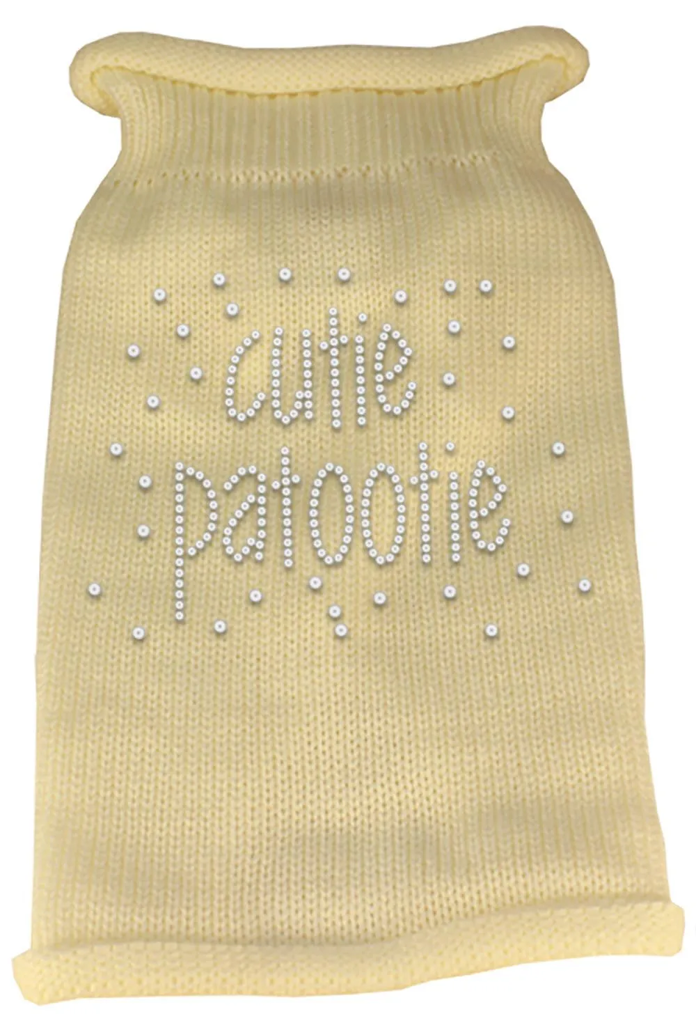 Cutie Patootie Rhinestone Knit Pet Sweater LG Cream