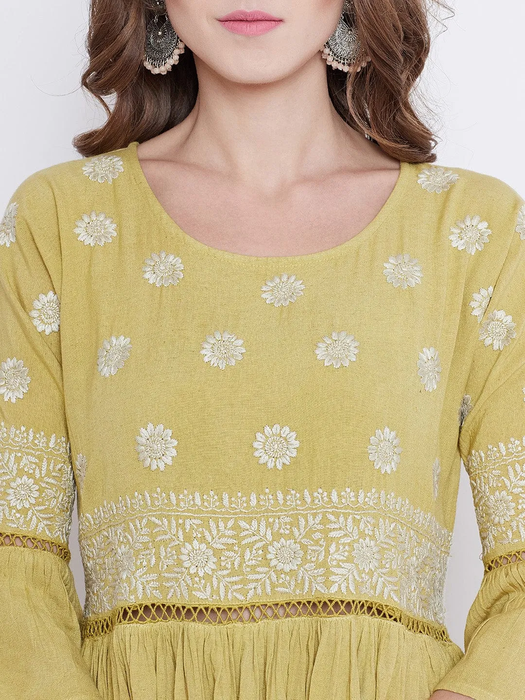 Dandelion Yellow Chikankari Dress