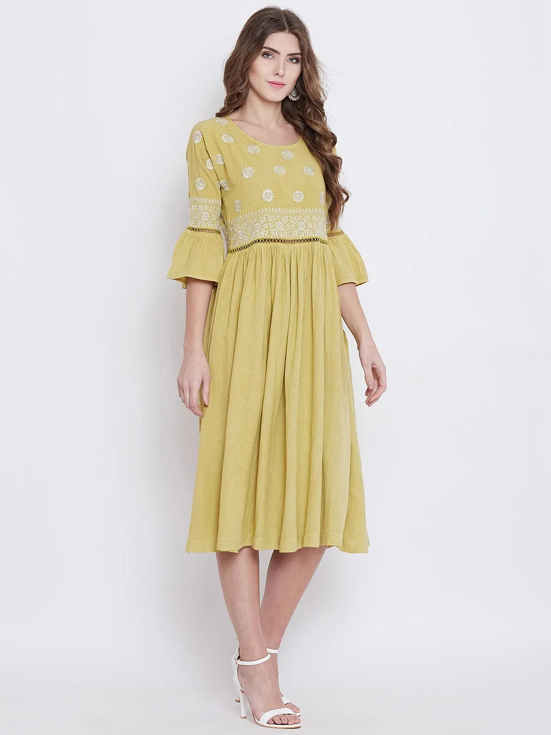 Dandelion Yellow Chikankari Dress